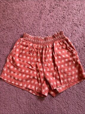 Coral Sun Elastic Waist Shorts